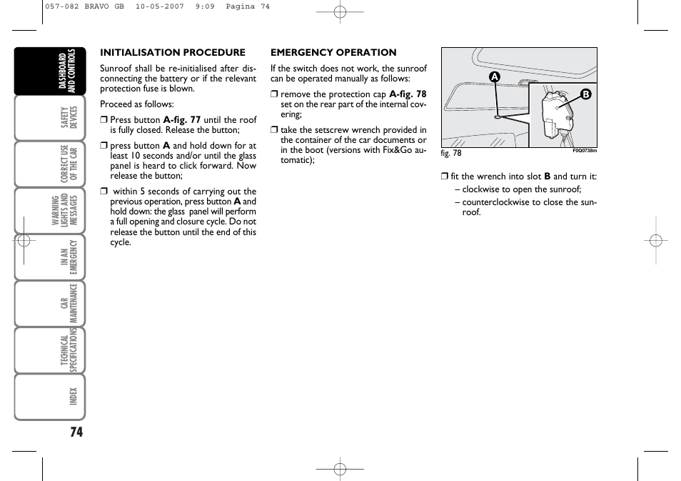 FIAT Bravo User Manual | Page 75 / 246