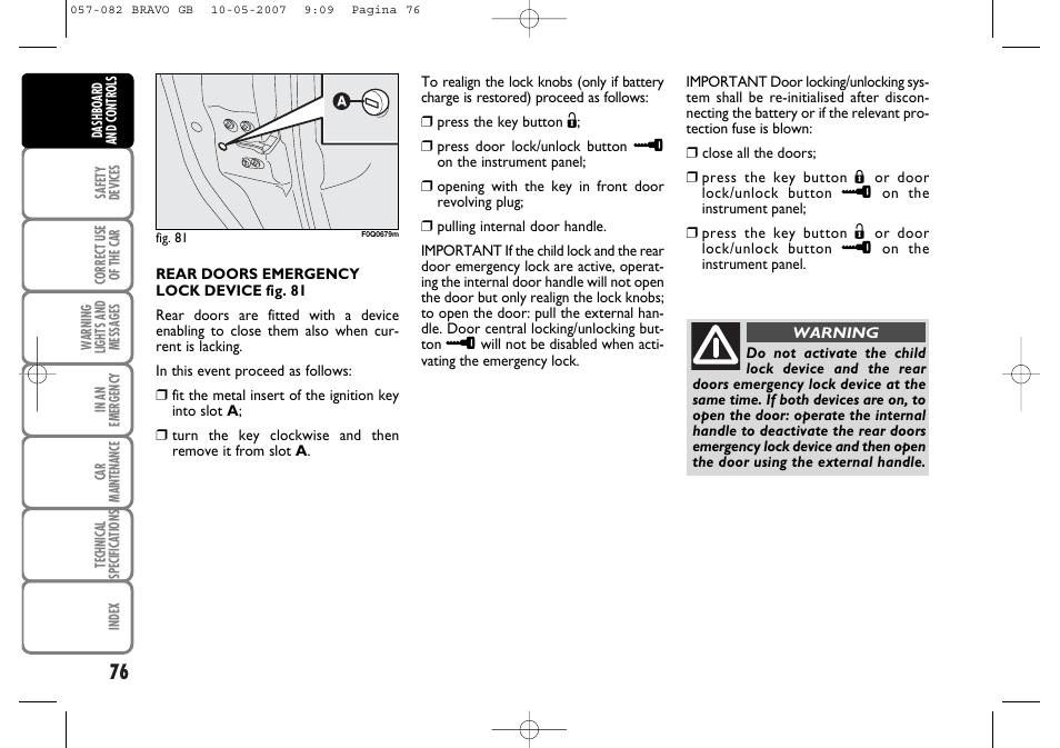 FIAT Bravo User Manual | Page 77 / 246