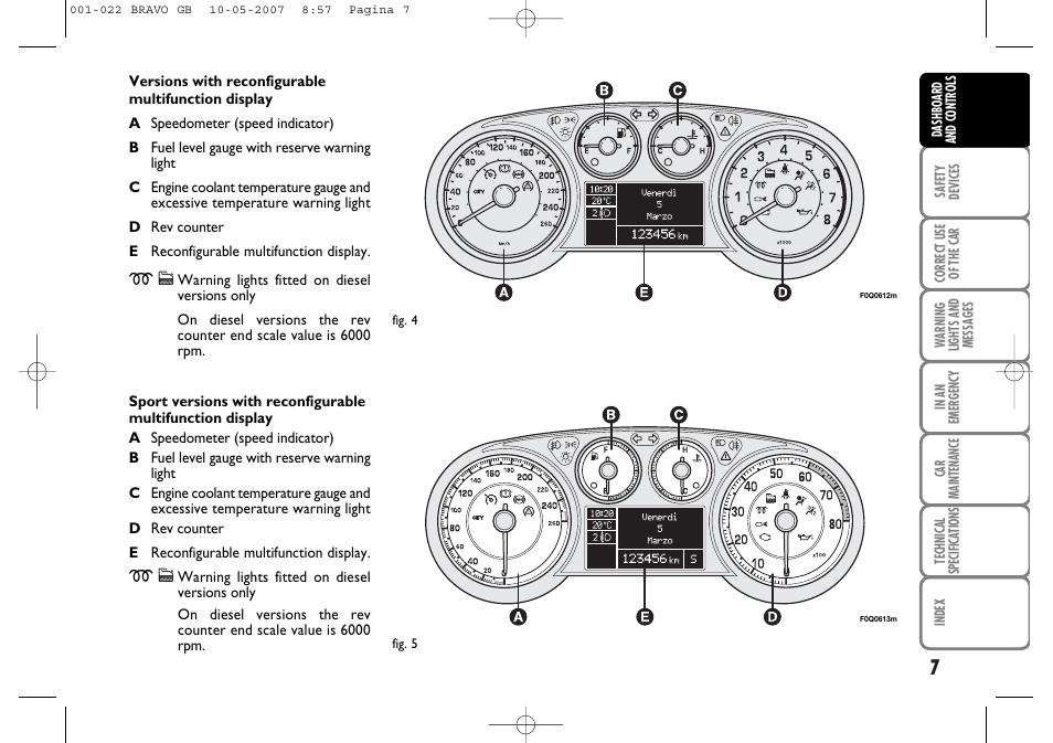 FIAT Bravo User Manual | Page 8 / 246