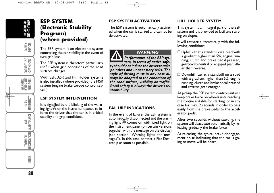 FIAT Bravo User Manual | Page 89 / 246