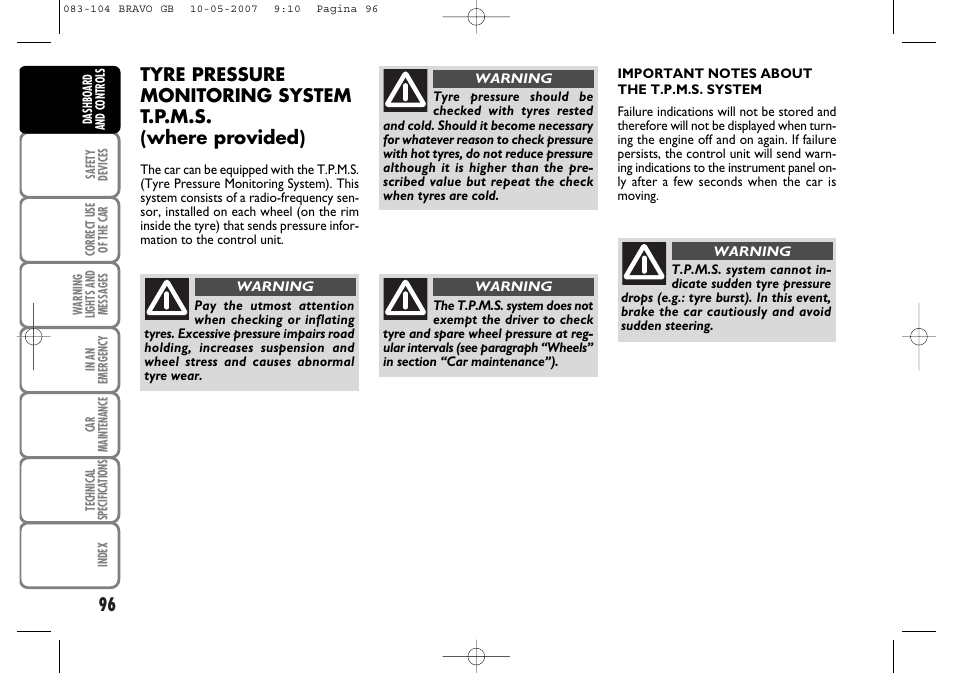 FIAT Bravo User Manual | Page 97 / 246