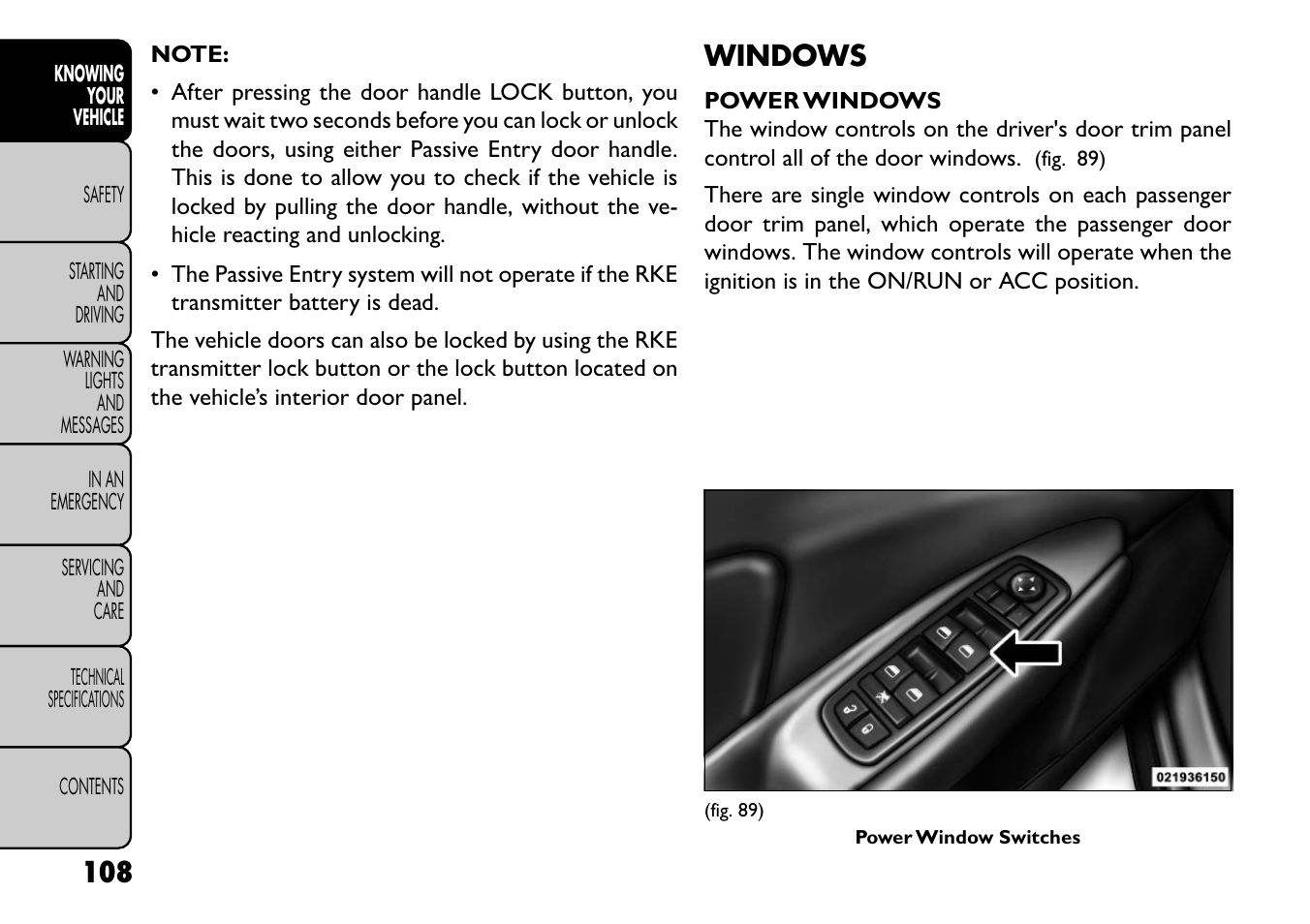 Windows | FIAT Freemont User Manual | Page 114 / 352