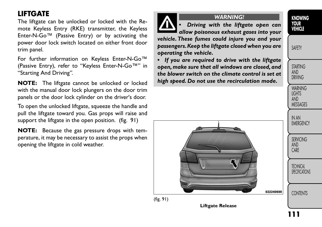 Liftgate | FIAT Freemont User Manual | Page 117 / 352