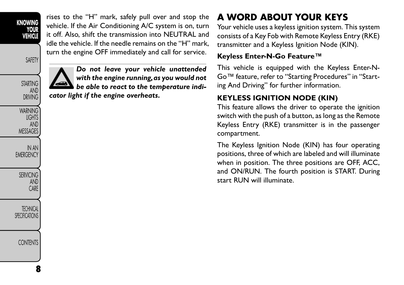 A word about your keys | FIAT Freemont User Manual | Page 14 / 352