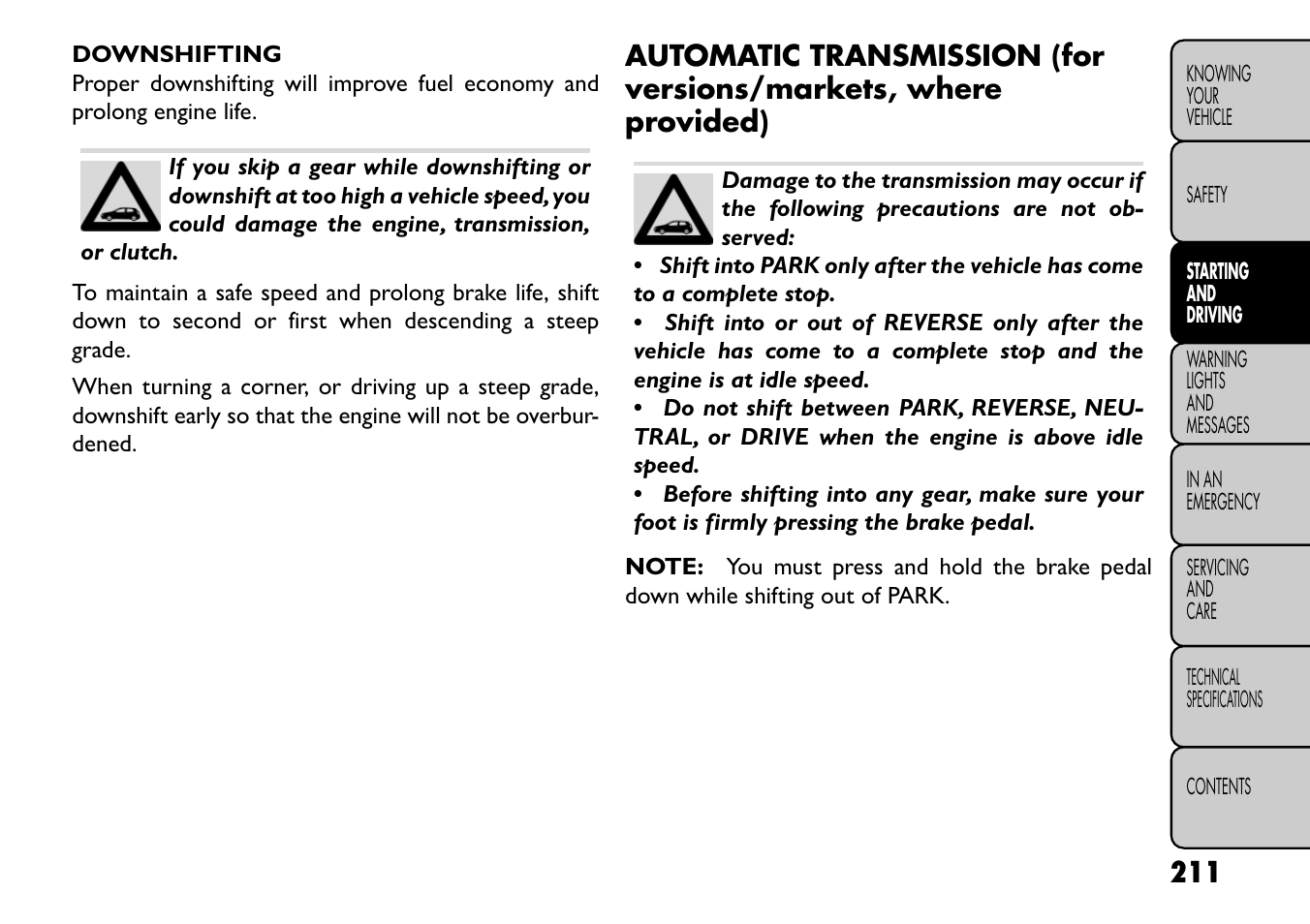 FIAT Freemont User Manual | Page 217 / 352