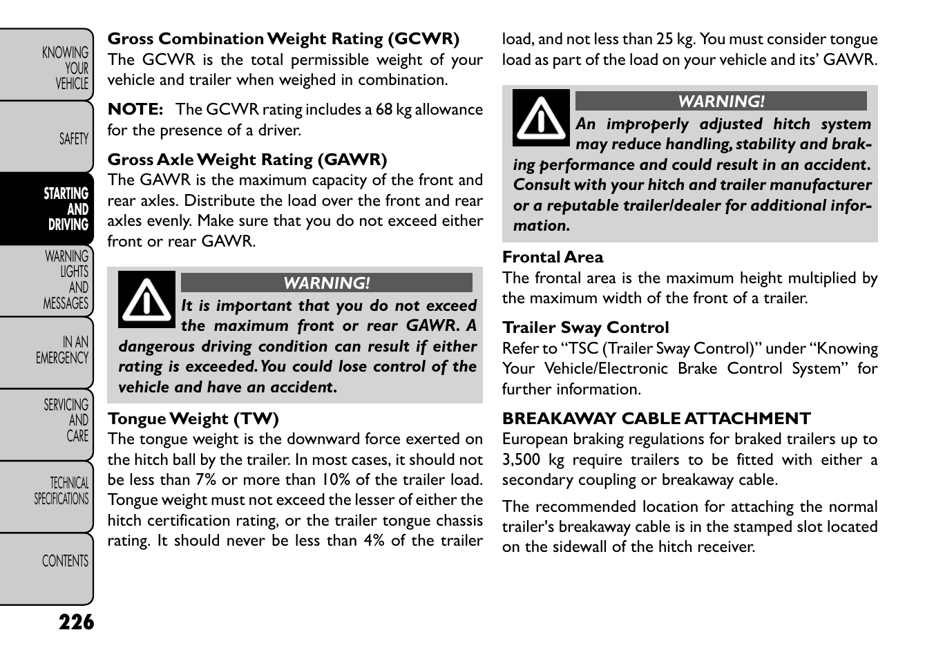 FIAT Freemont User Manual | Page 232 / 352