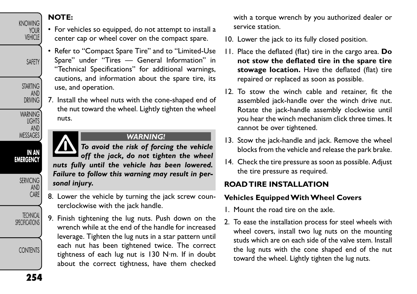 FIAT Freemont User Manual | Page 260 / 352