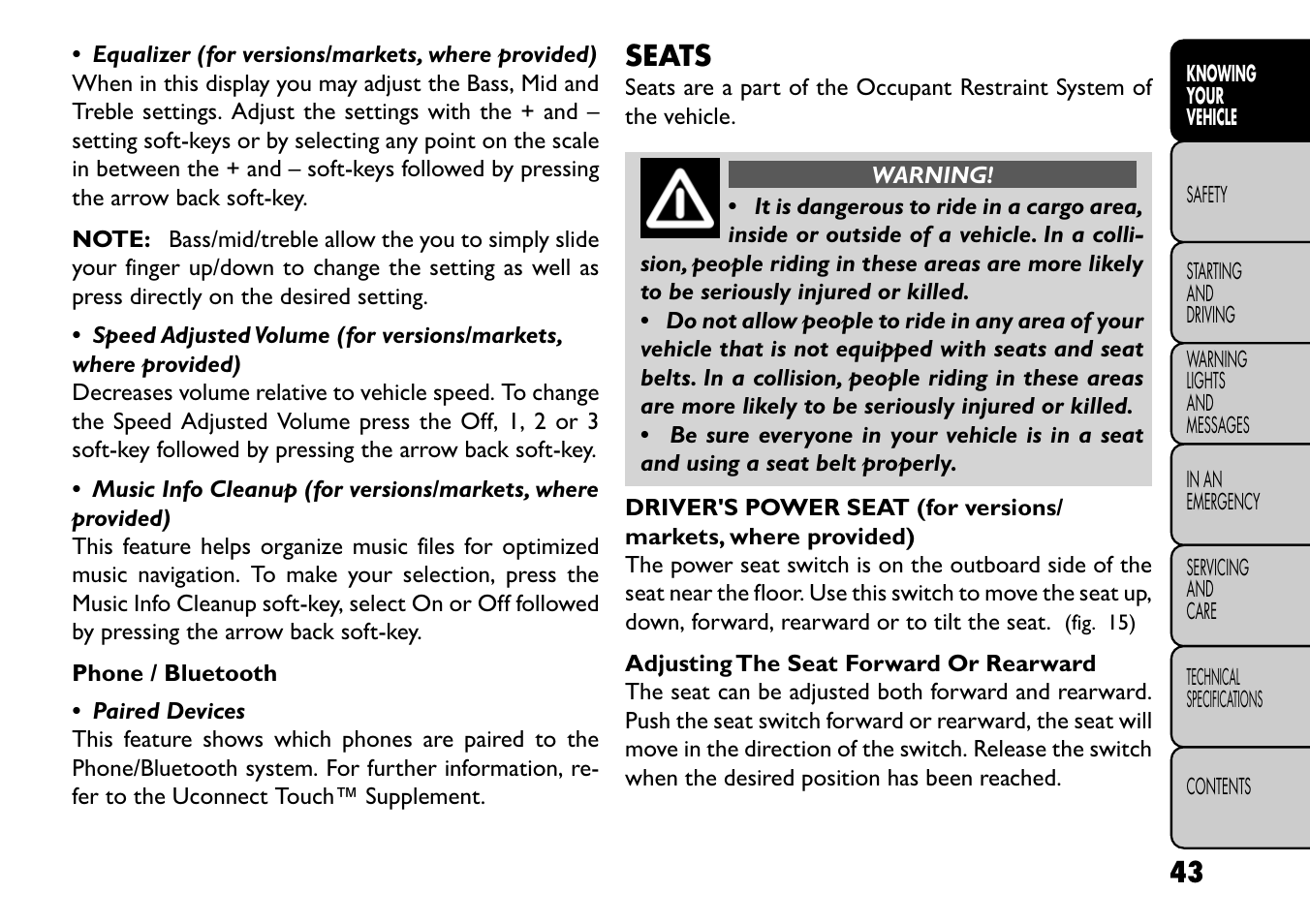 Seats | FIAT Freemont User Manual | Page 49 / 352