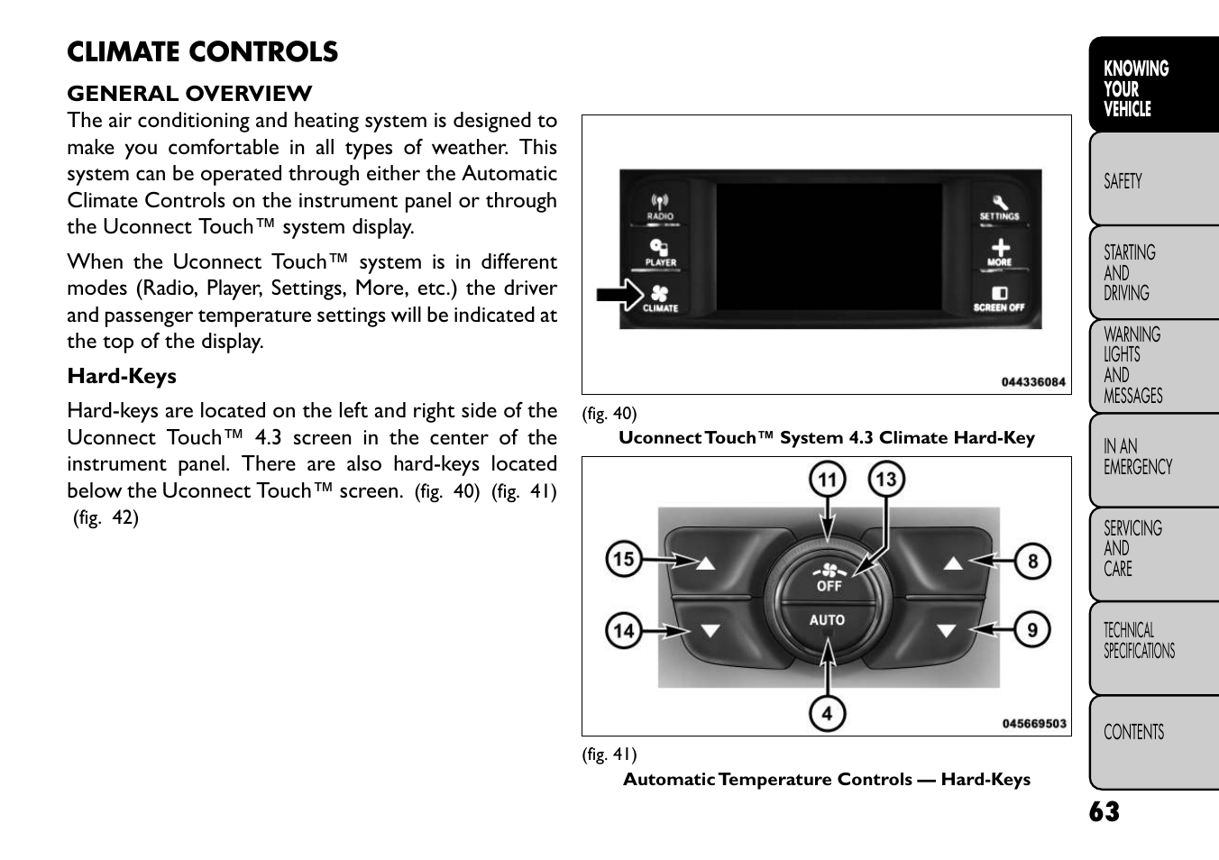 Climate controls | FIAT Freemont User Manual | Page 69 / 352