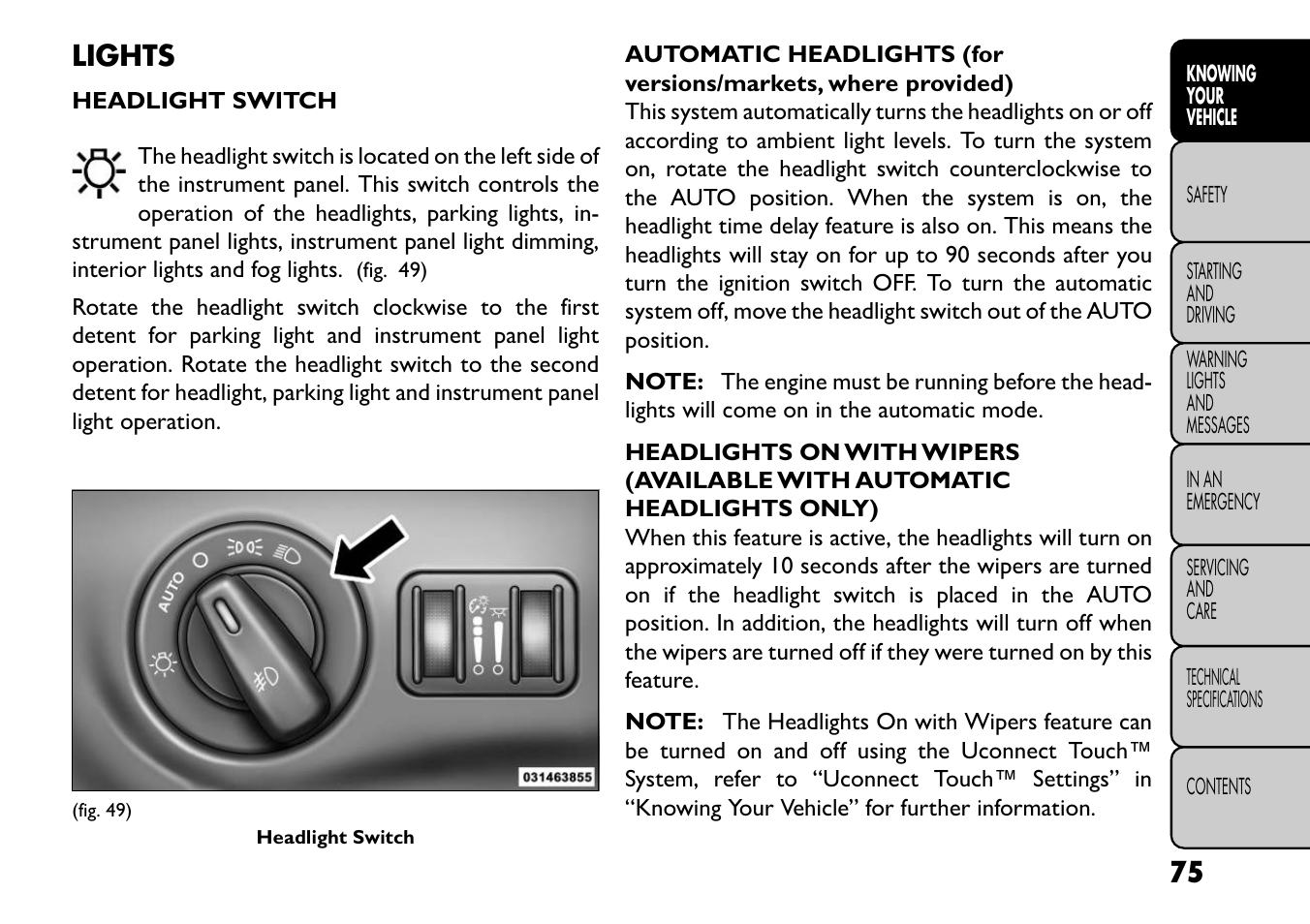 Lights | FIAT Freemont User Manual | Page 81 / 352