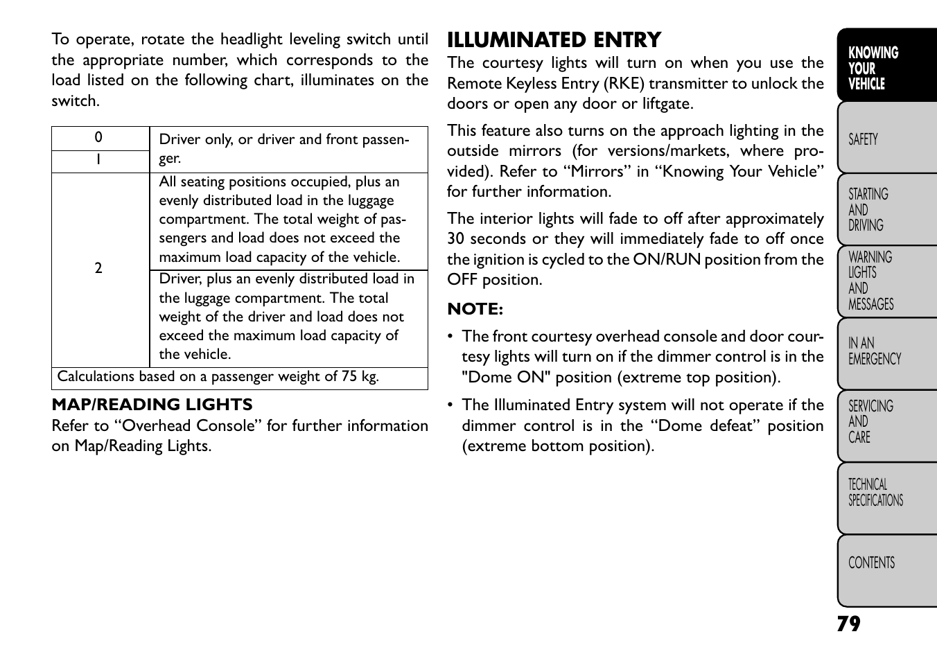 Illuminated entry | FIAT Freemont User Manual | Page 85 / 352