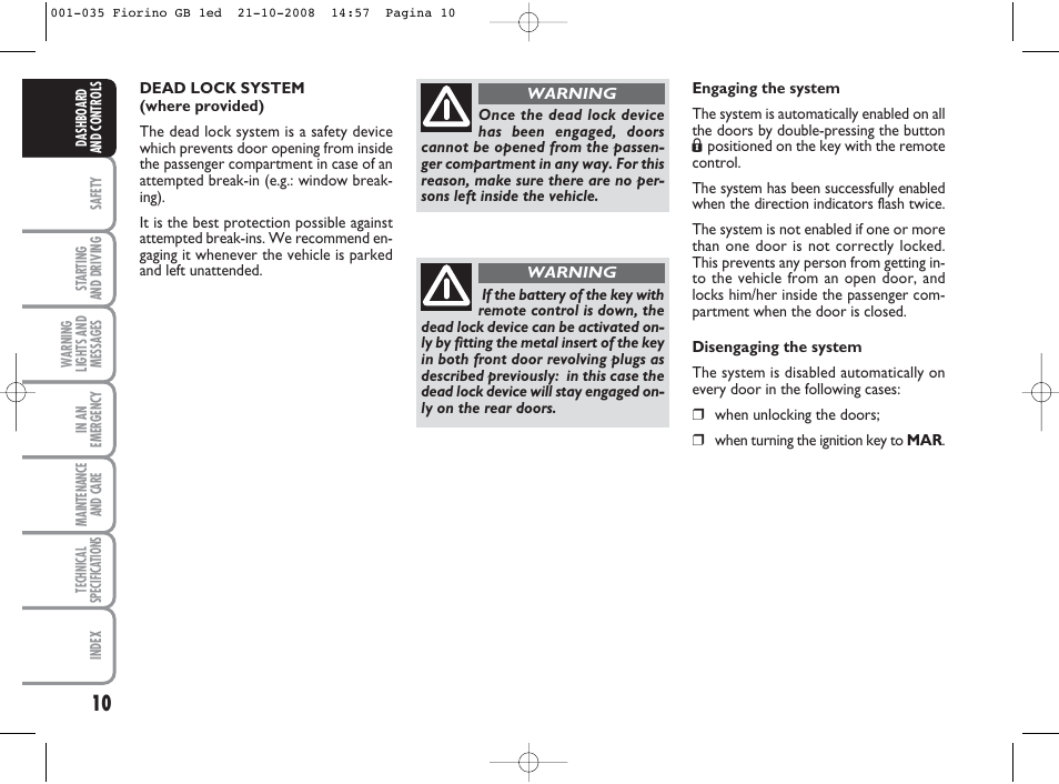 FIAT Qubo User Manual | Page 11 / 202