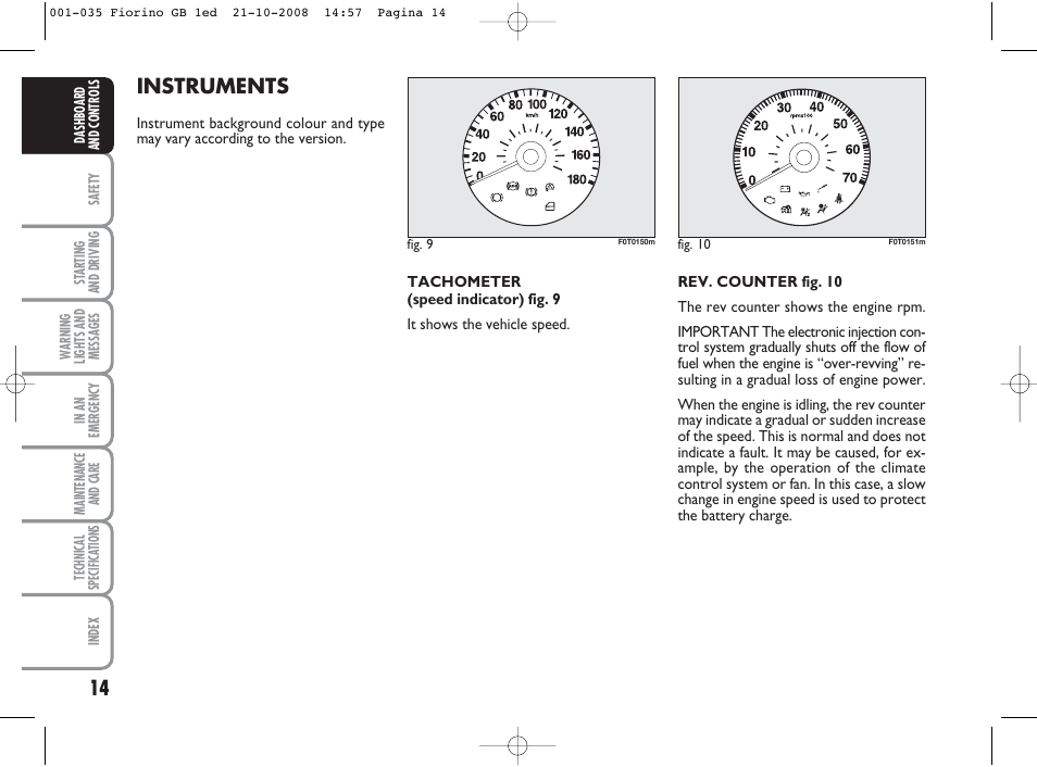 Instruments | FIAT Qubo User Manual | Page 15 / 202