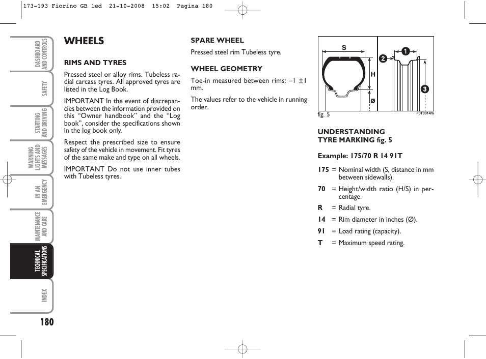 Wheels | FIAT Qubo User Manual | Page 181 / 202