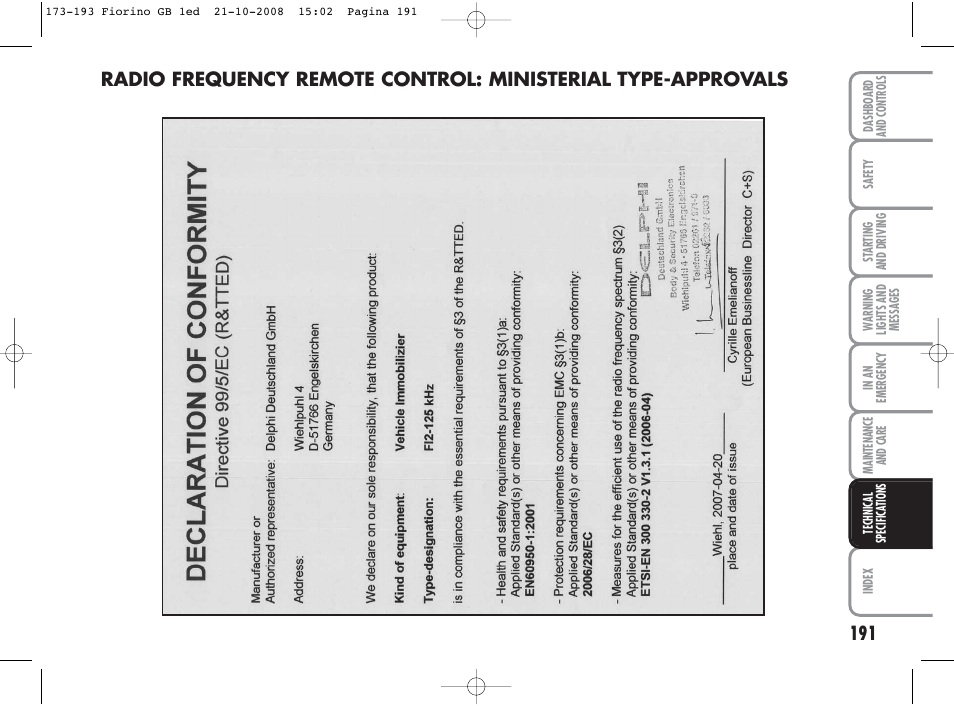 FIAT Qubo User Manual | Page 192 / 202