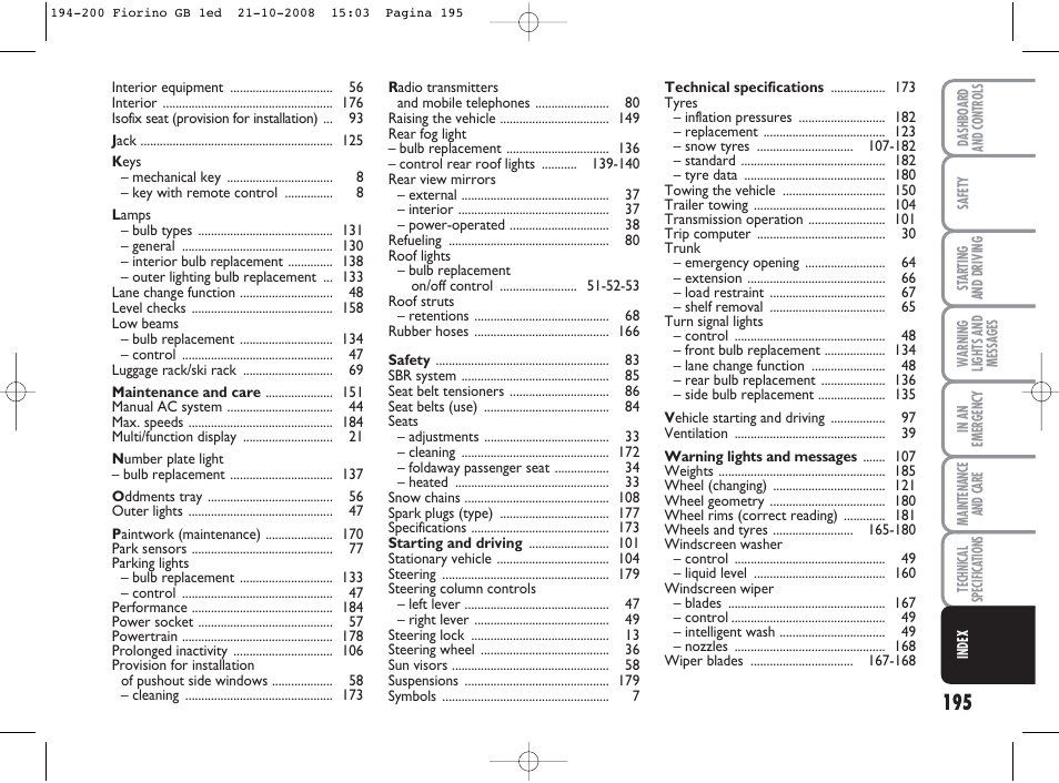 FIAT Qubo User Manual | Page 196 / 202