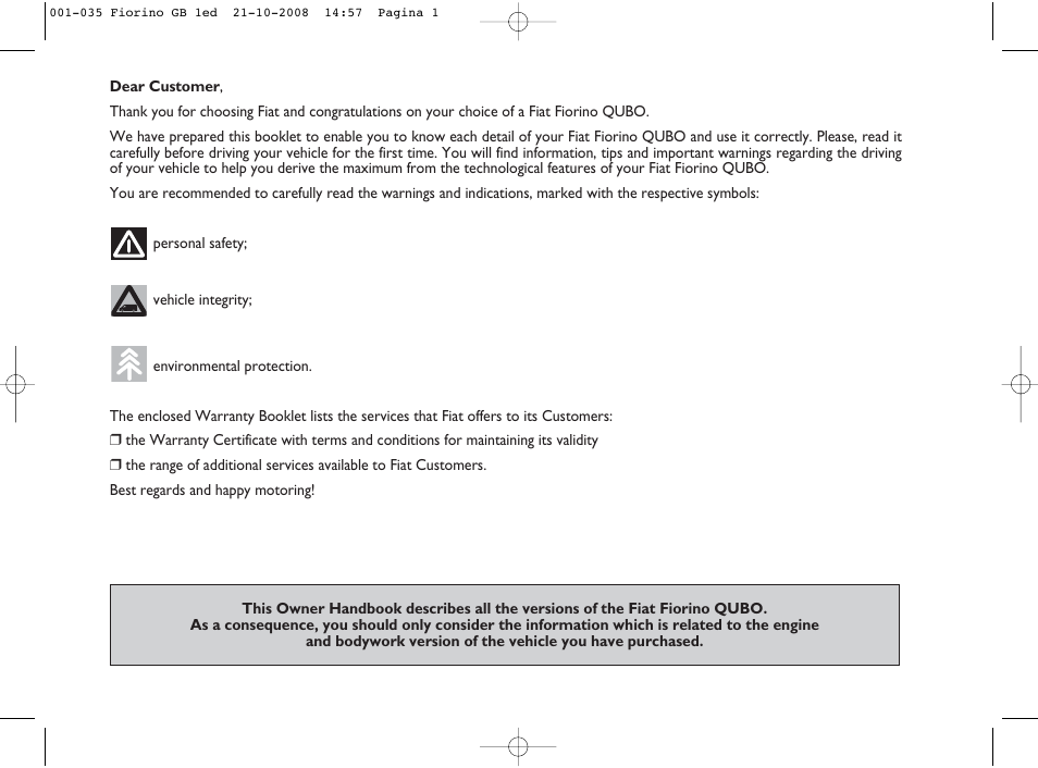 FIAT Qubo User Manual | Page 2 / 202