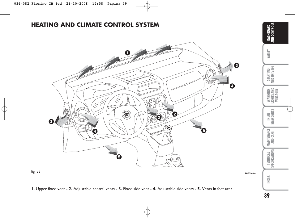 Heating and climate control system | FIAT Qubo User Manual | Page 40 / 202