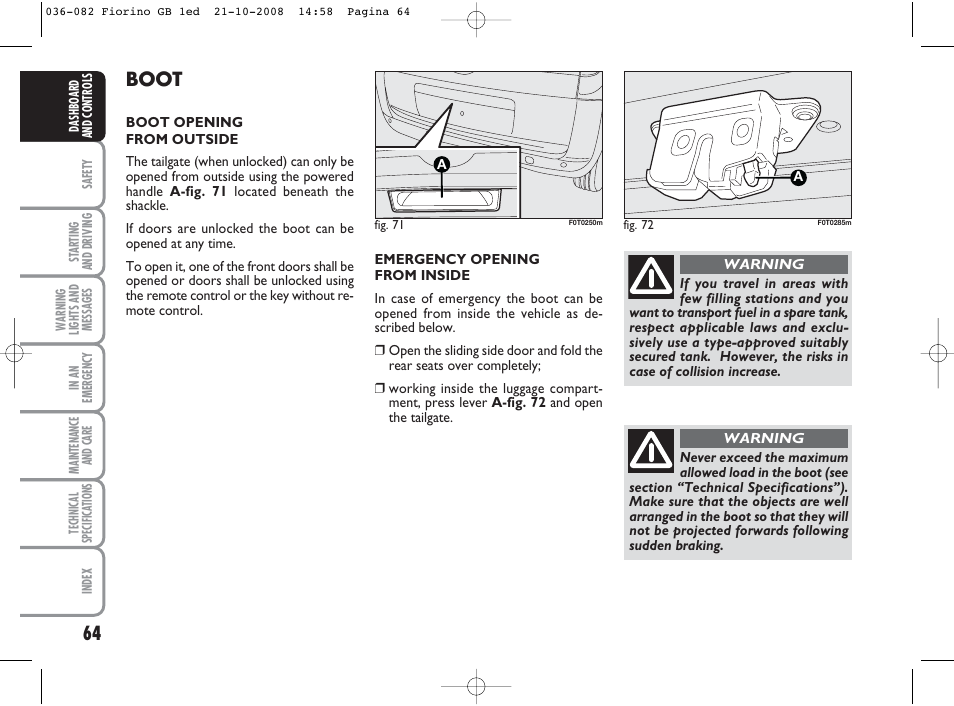 Boot | FIAT Qubo User Manual | Page 65 / 202