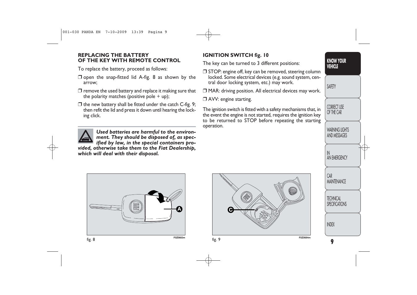 FIAT Panda Classic User Manual | Page 10 / 226