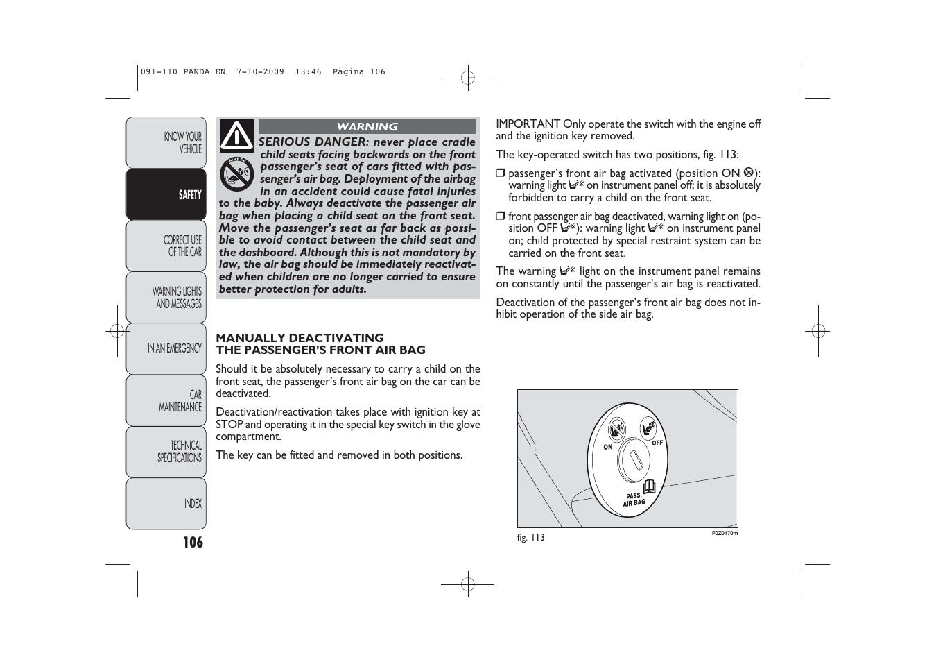 FIAT Panda Classic User Manual | Page 107 / 226