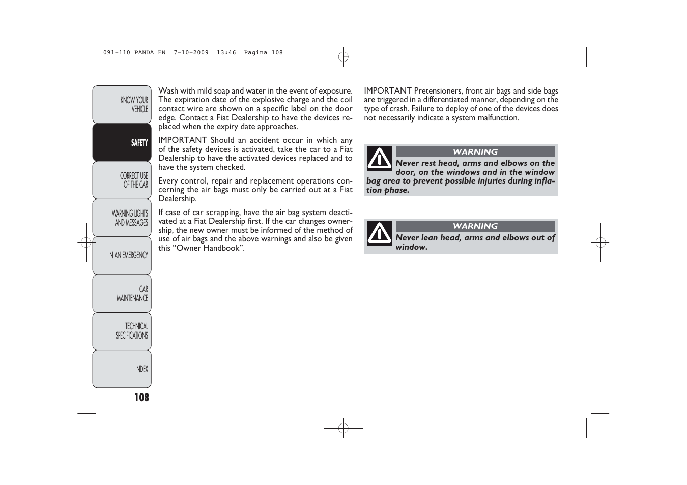 FIAT Panda Classic User Manual | Page 109 / 226