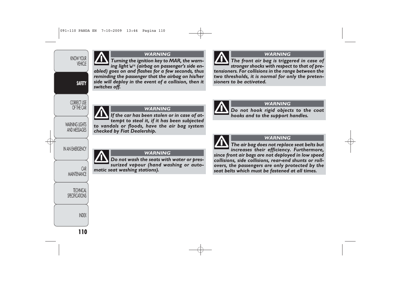 FIAT Panda Classic User Manual | Page 111 / 226