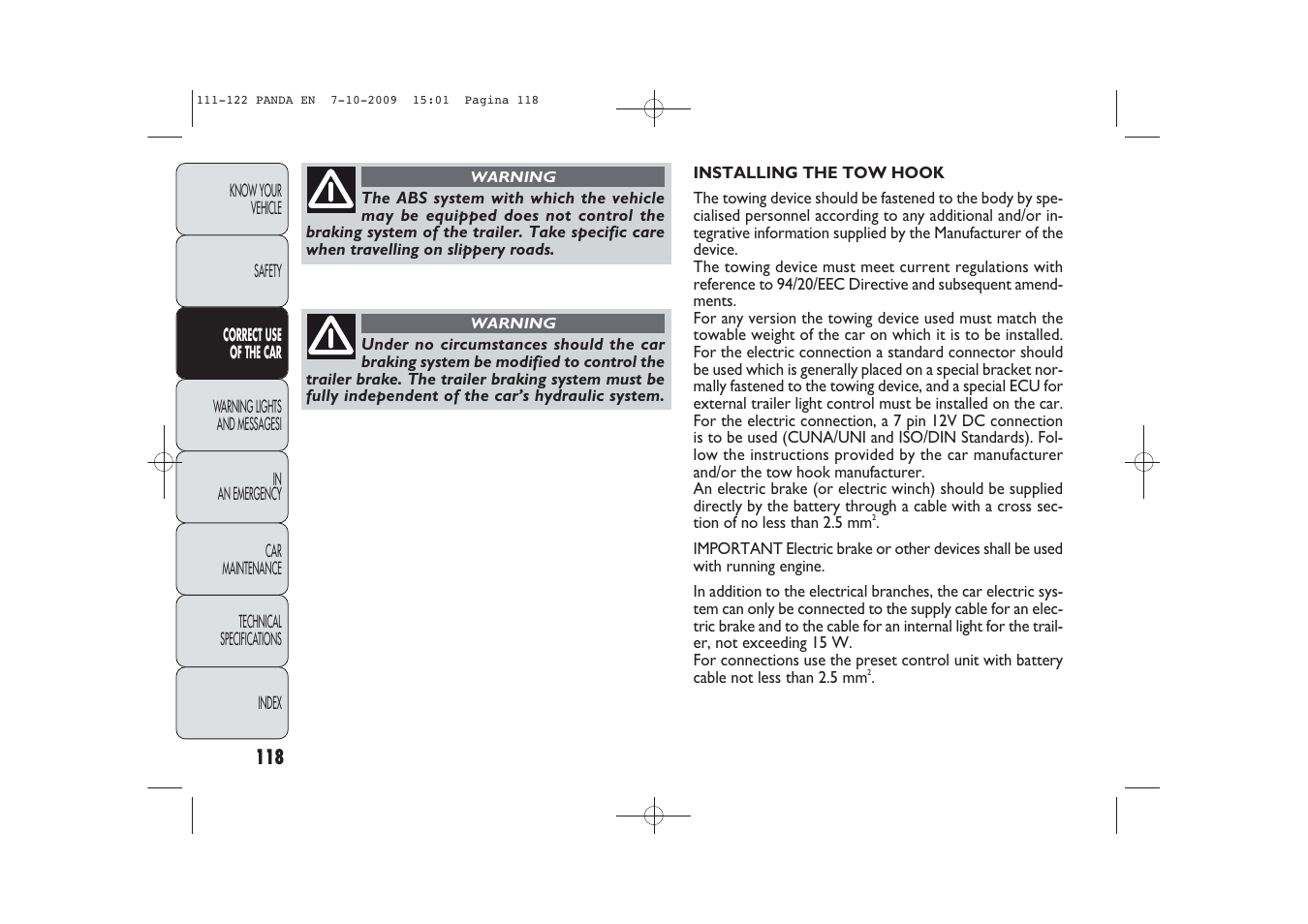 FIAT Panda Classic User Manual | Page 119 / 226