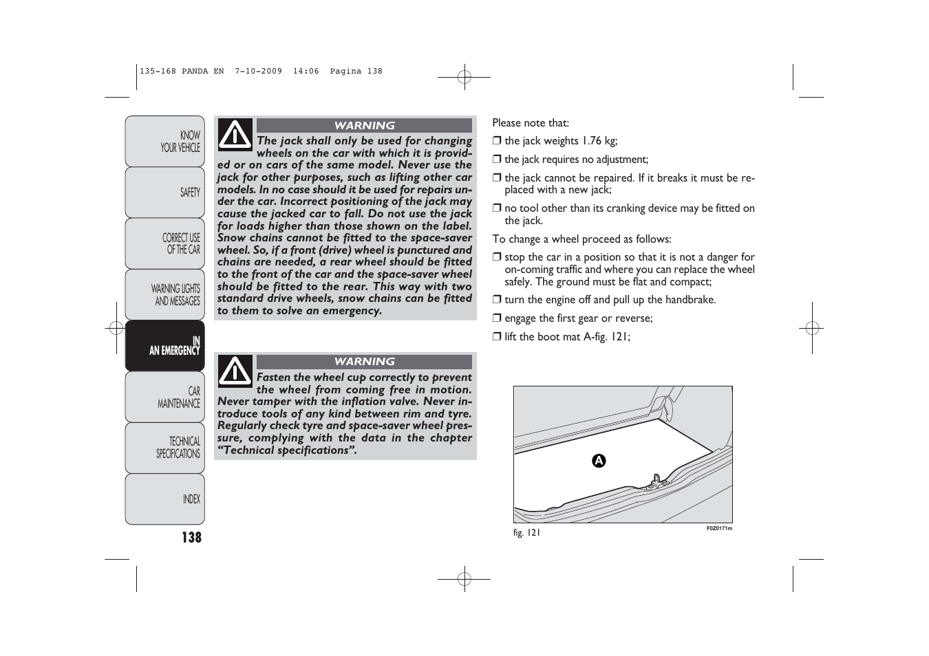 FIAT Panda Classic User Manual | Page 139 / 226