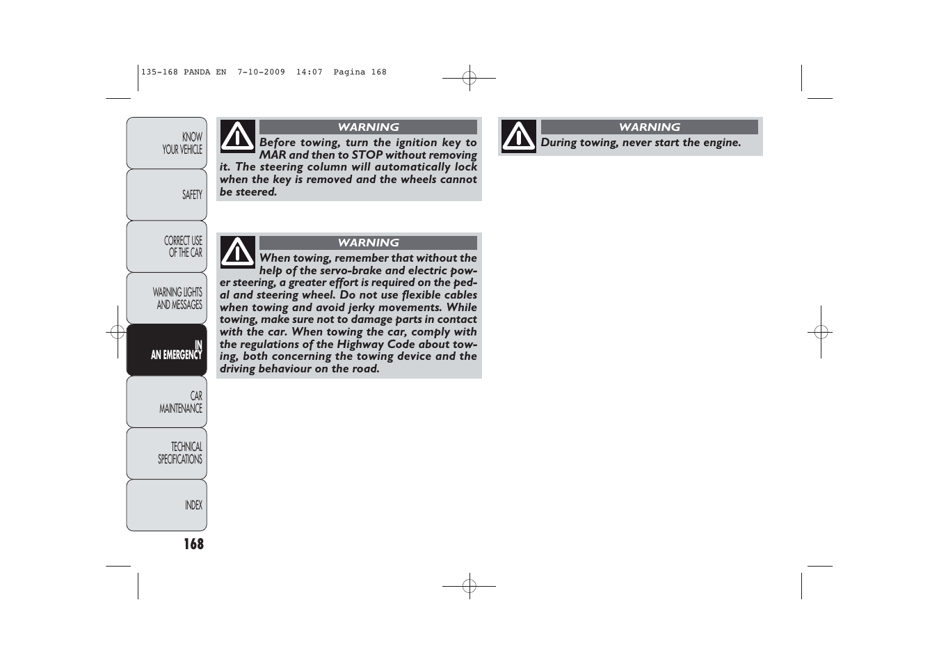 FIAT Panda Classic User Manual | Page 169 / 226