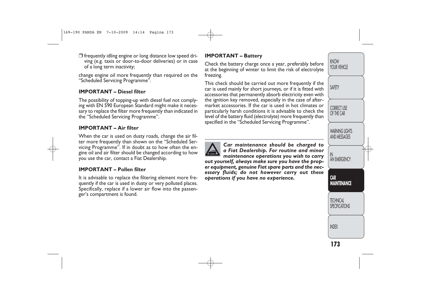 FIAT Panda Classic User Manual | Page 174 / 226