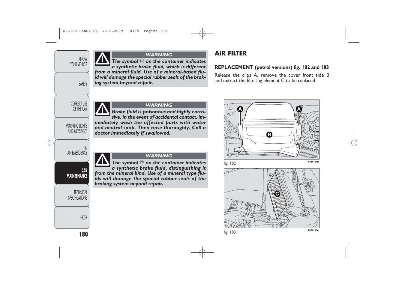 FIAT Panda Classic User Manual | Page 181 / 226