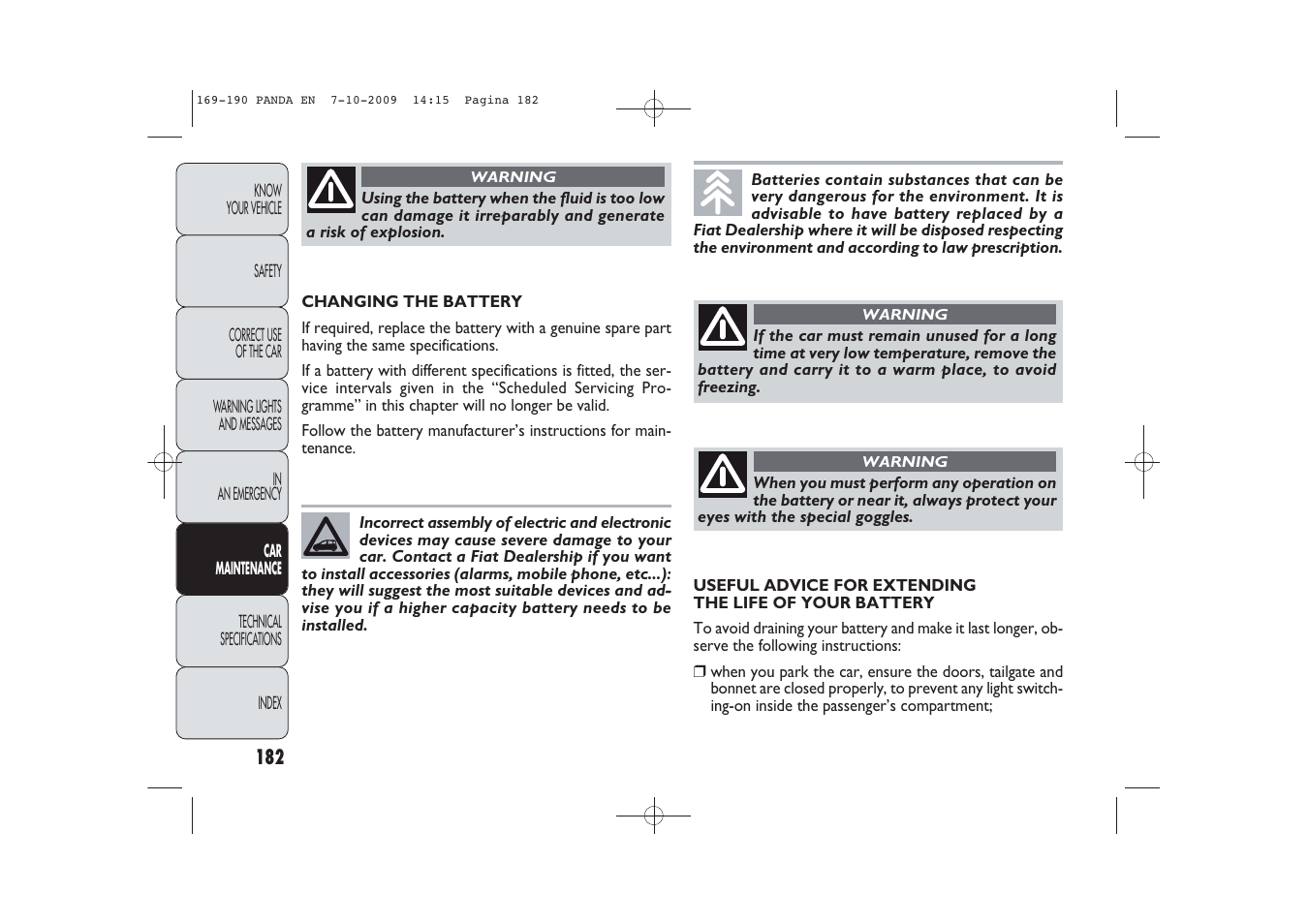 FIAT Panda Classic User Manual | Page 183 / 226