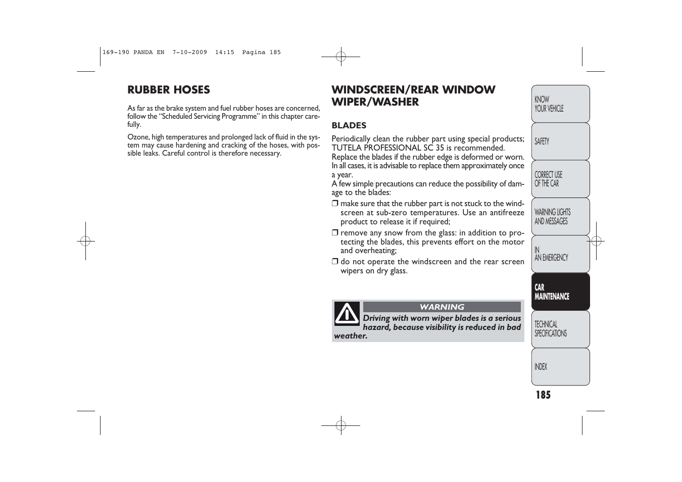 FIAT Panda Classic User Manual | Page 186 / 226