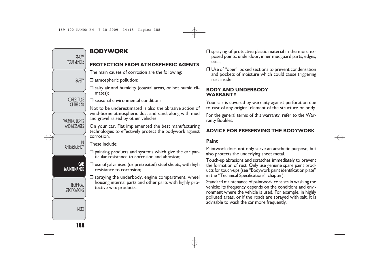 FIAT Panda Classic User Manual | Page 189 / 226
