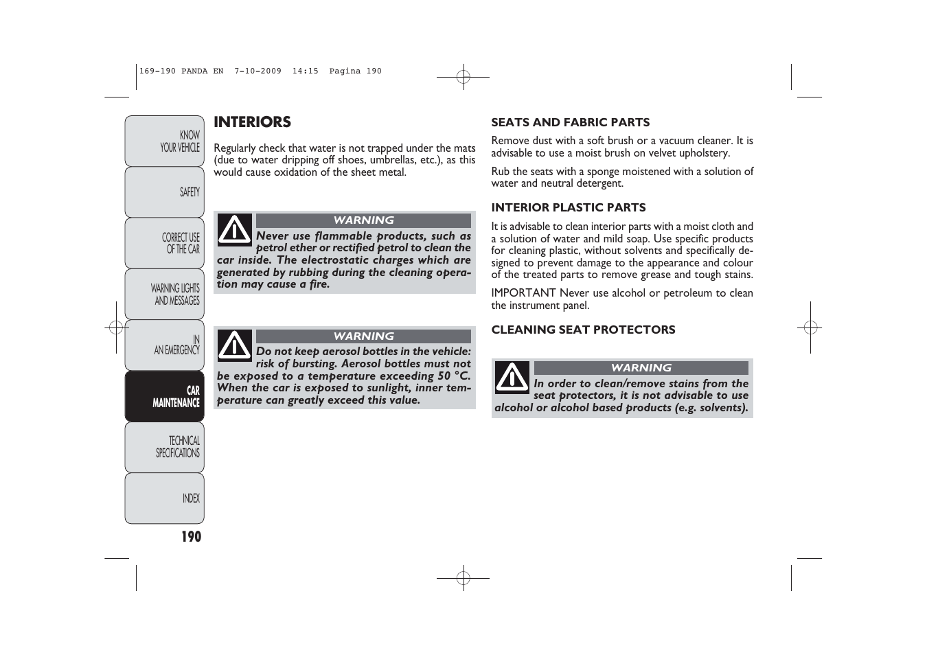 FIAT Panda Classic User Manual | Page 191 / 226