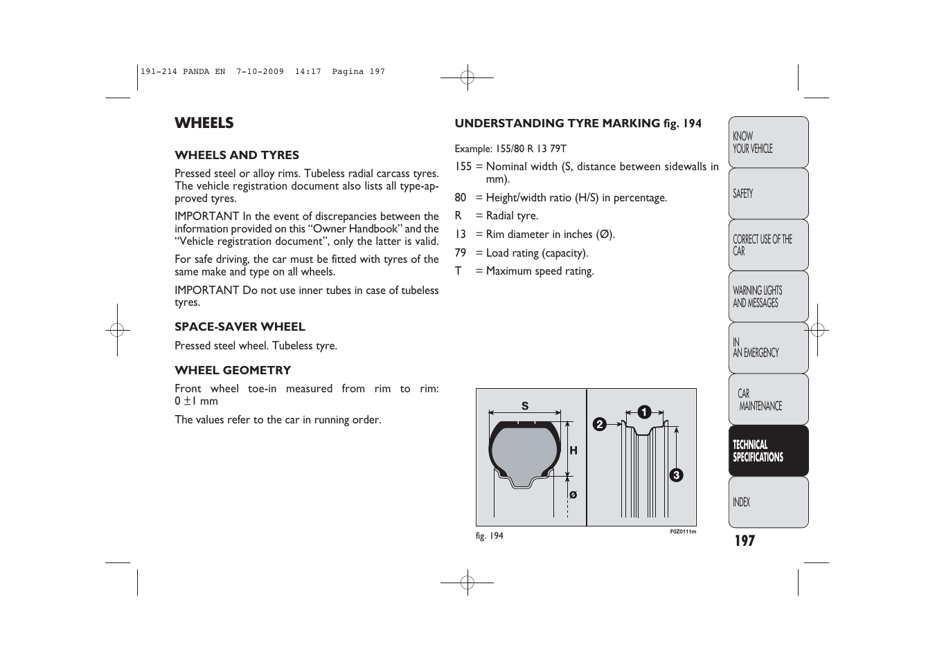 FIAT Panda Classic User Manual | Page 198 / 226
