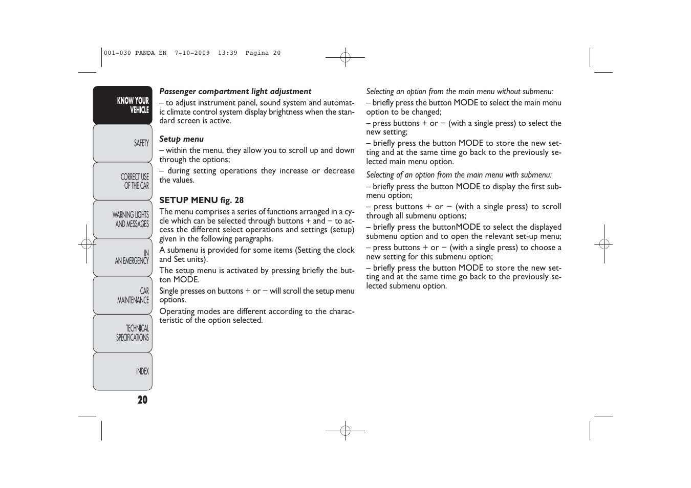 FIAT Panda Classic User Manual | Page 21 / 226