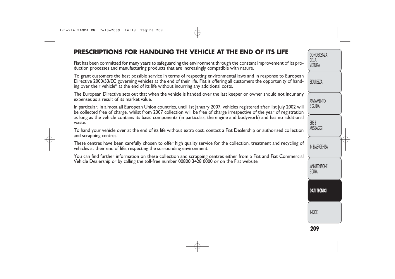 FIAT Panda Classic User Manual | Page 210 / 226
