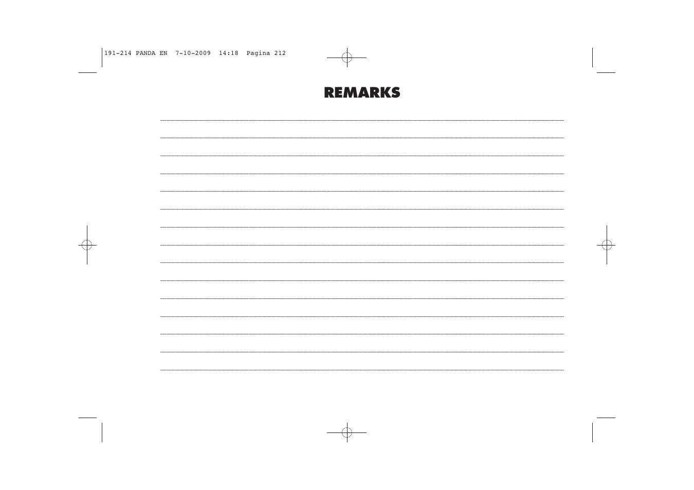 Remarks | FIAT Panda Classic User Manual | Page 213 / 226