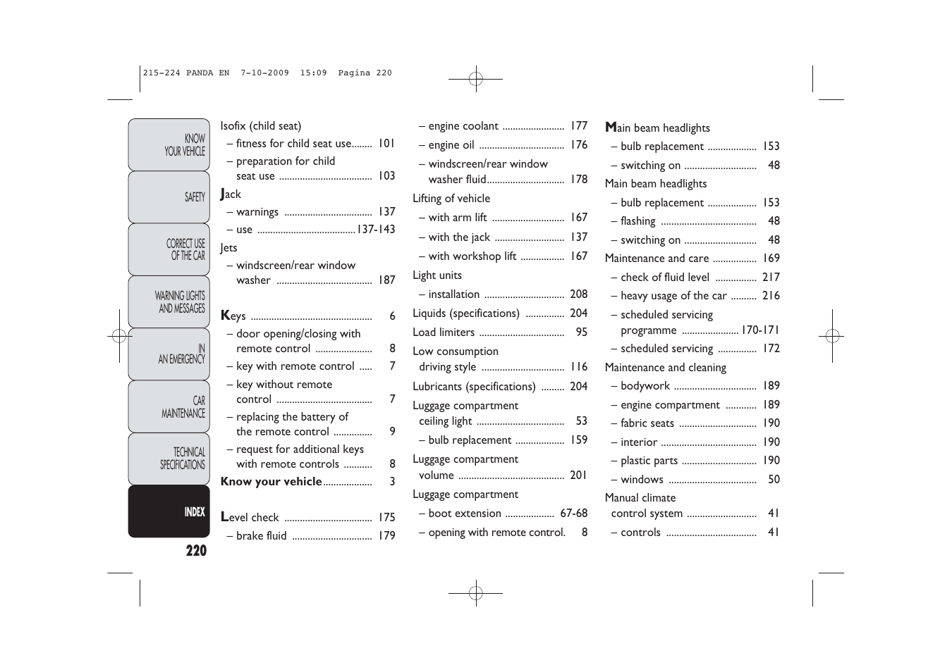 FIAT Panda Classic User Manual | Page 221 / 226