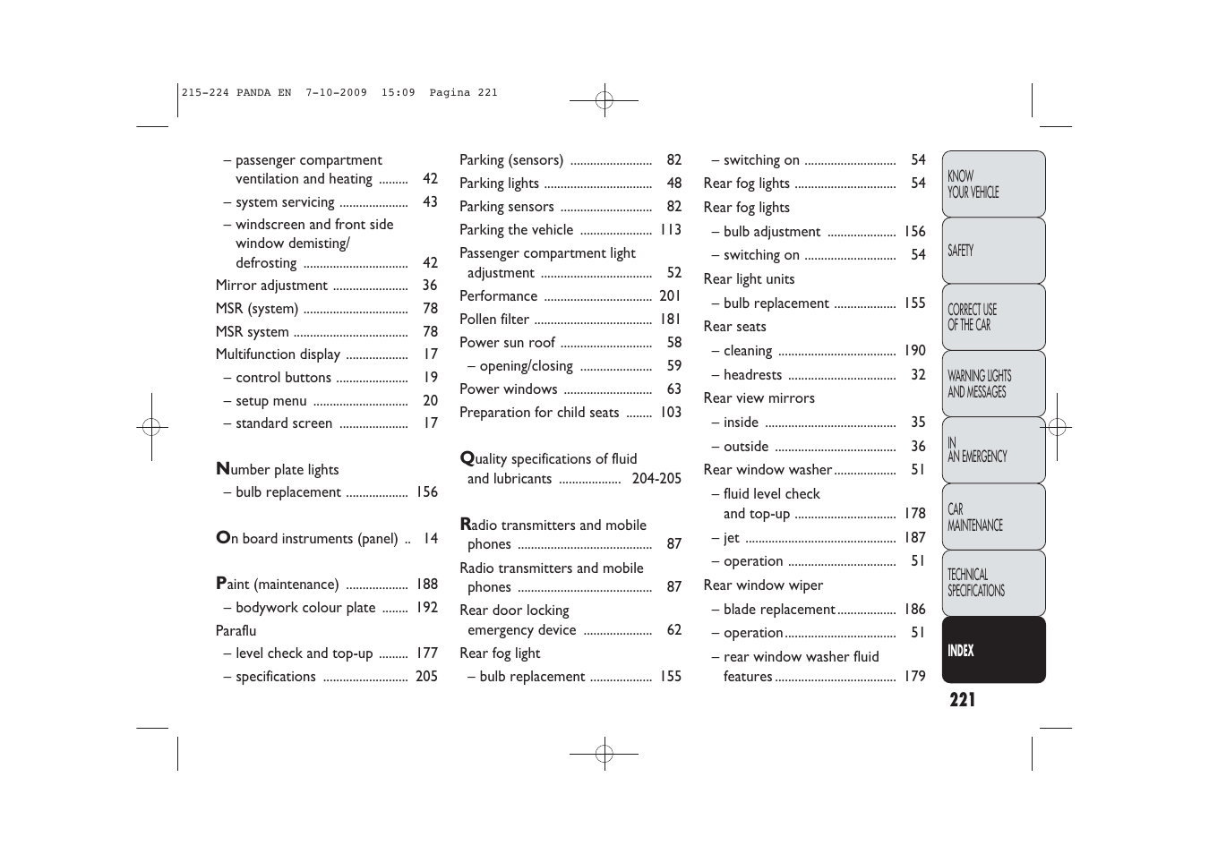 FIAT Panda Classic User Manual | Page 222 / 226
