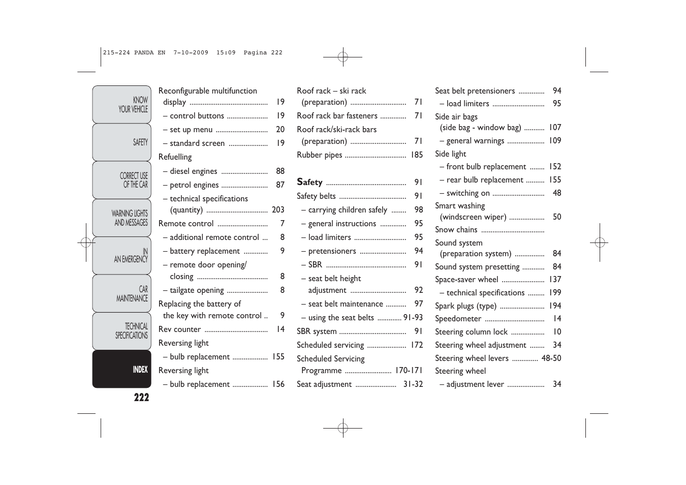 FIAT Panda Classic User Manual | Page 223 / 226