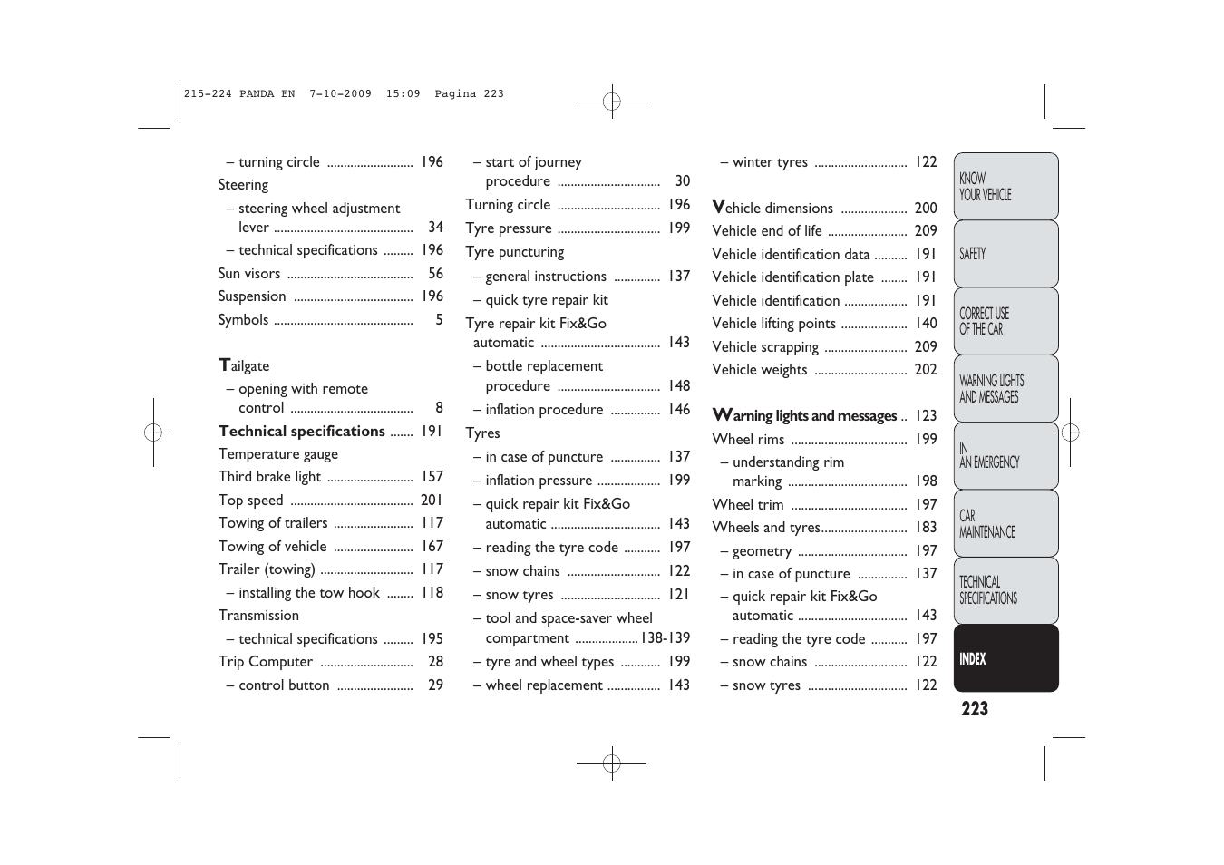 FIAT Panda Classic User Manual | Page 224 / 226