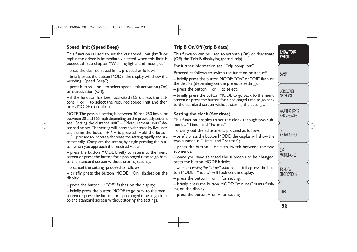 FIAT Panda Classic User Manual | Page 24 / 226