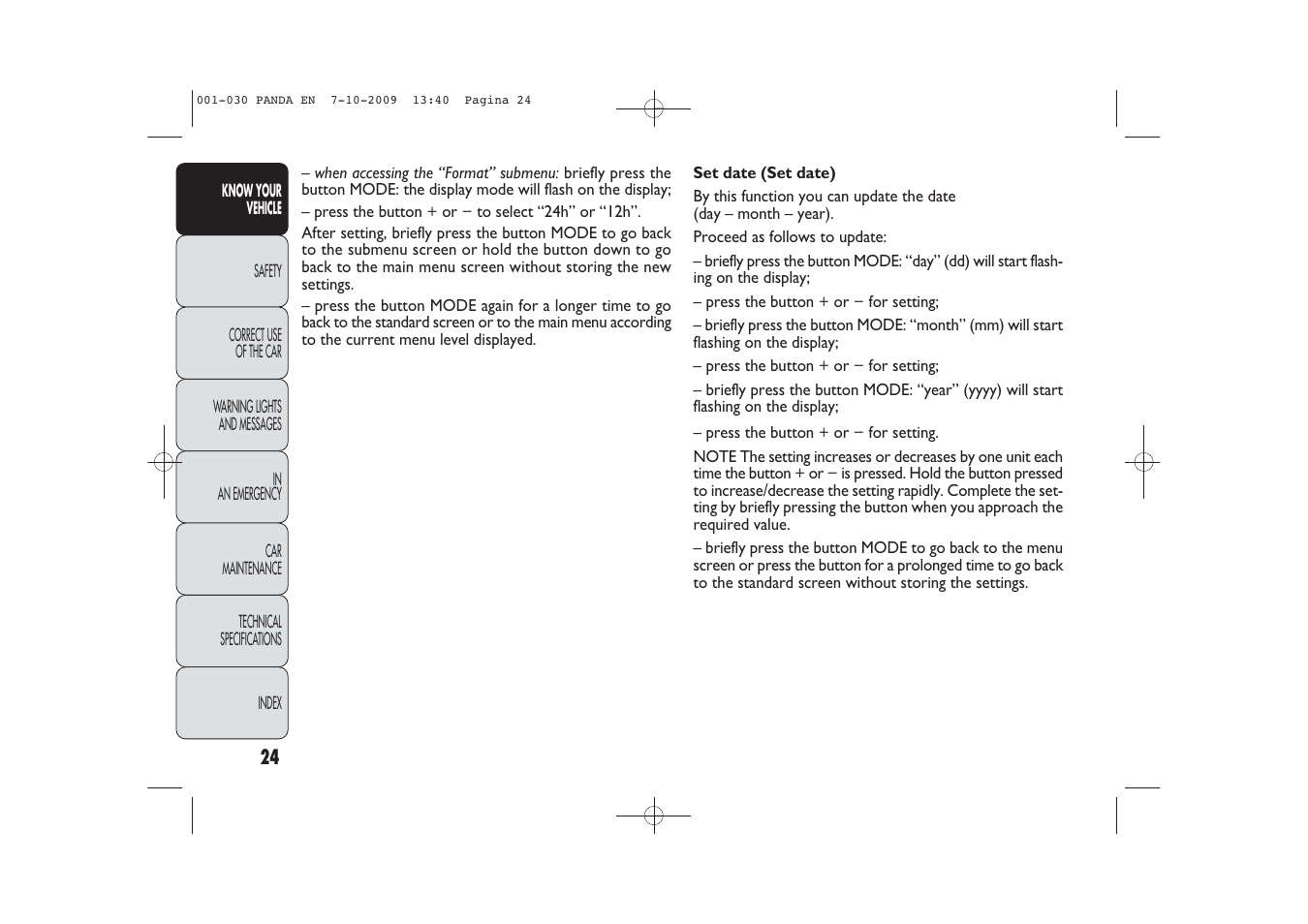 FIAT Panda Classic User Manual | Page 25 / 226