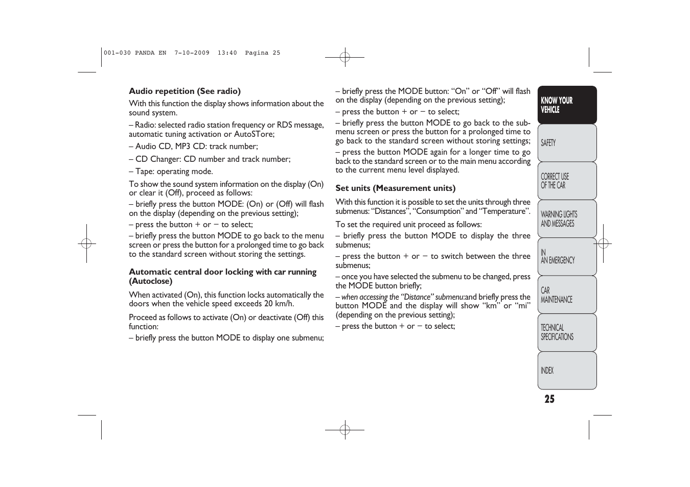 FIAT Panda Classic User Manual | Page 26 / 226