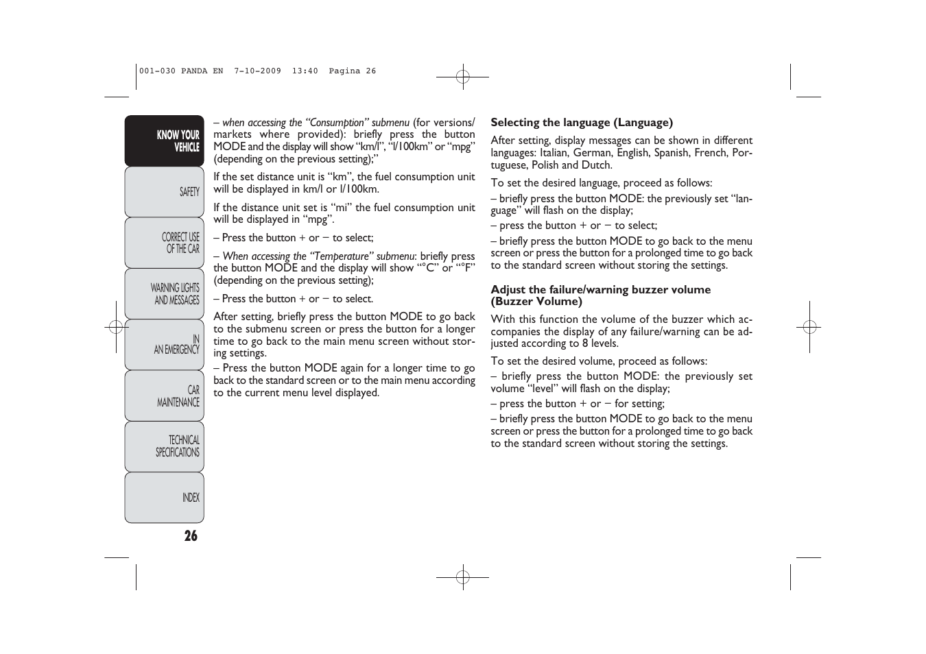 FIAT Panda Classic User Manual | Page 27 / 226