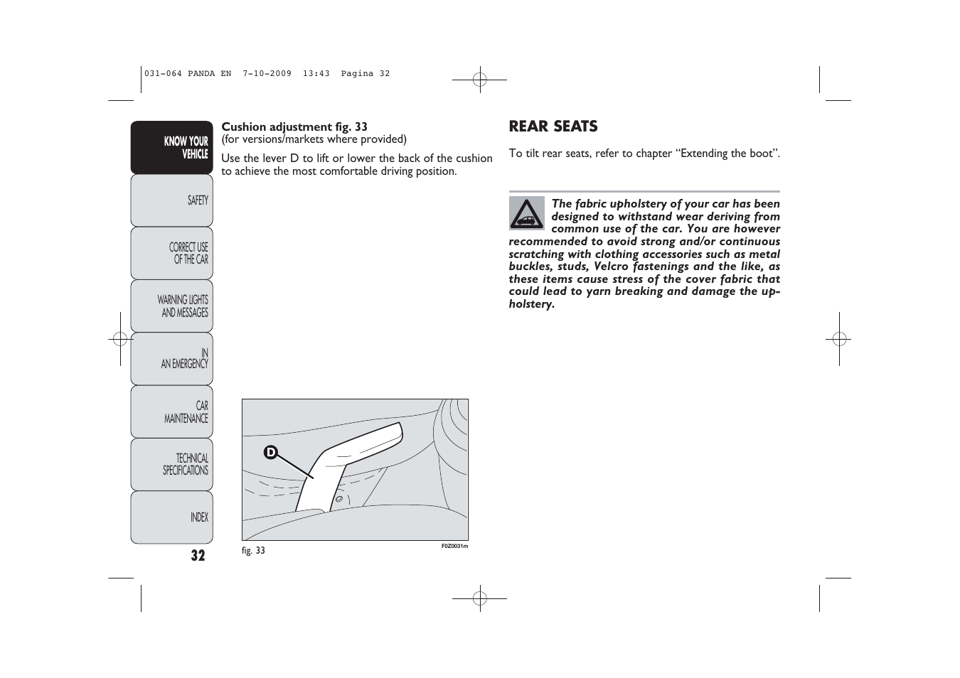FIAT Panda Classic User Manual | Page 33 / 226