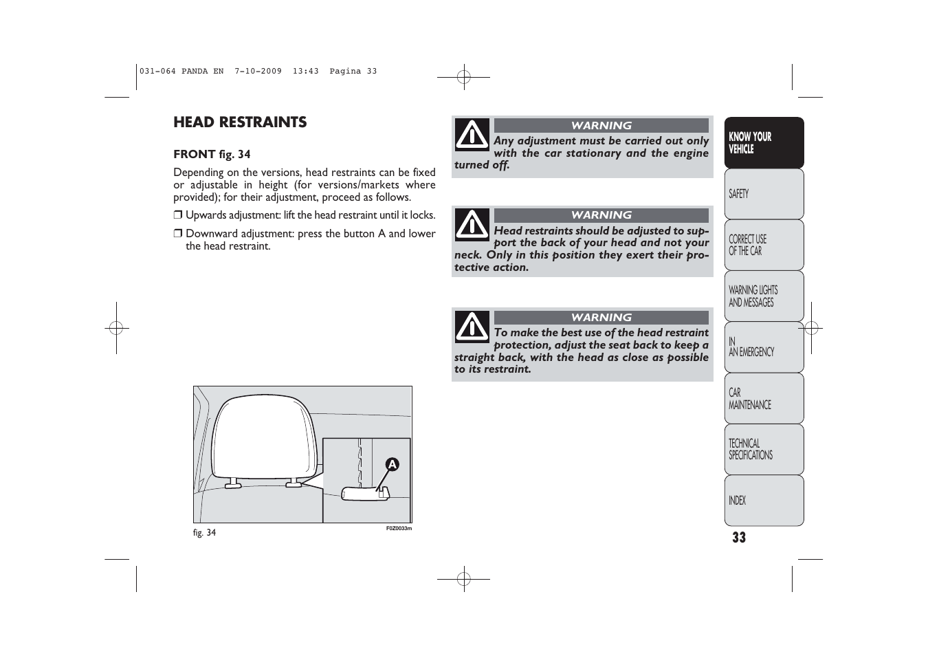 FIAT Panda Classic User Manual | Page 34 / 226